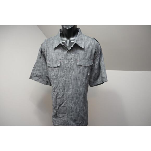 English Laundry Military Button Up Shirt Gray Cotton-Poly Short Sleeve Mens 3XL - Picture 2 of 10